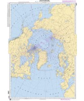 Carte polaire Nord en projection stéréographique. Déclinaison  magnétique 1995