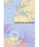 Planisphère terrestre ( axé sur 65° Ouest. Déclinaison magnétique 2015)